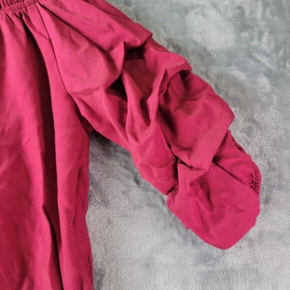 Habituate Womens 12 Red Layered Statement Sleeve Tie Hem Top Boho Romantic Vibes - Picture 4 of 9